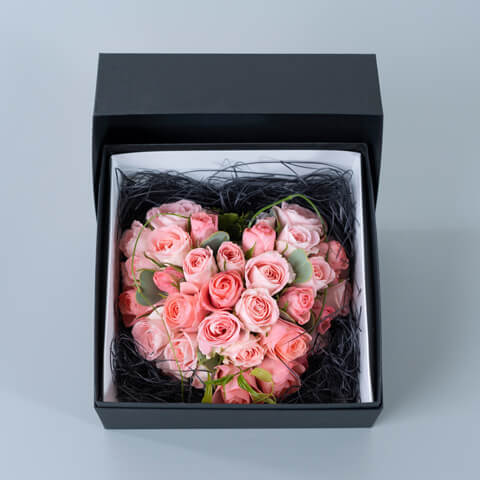 ピンク系生花 バラのフラワーBOX