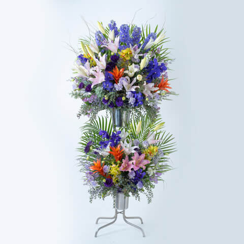 紫系スタンド花