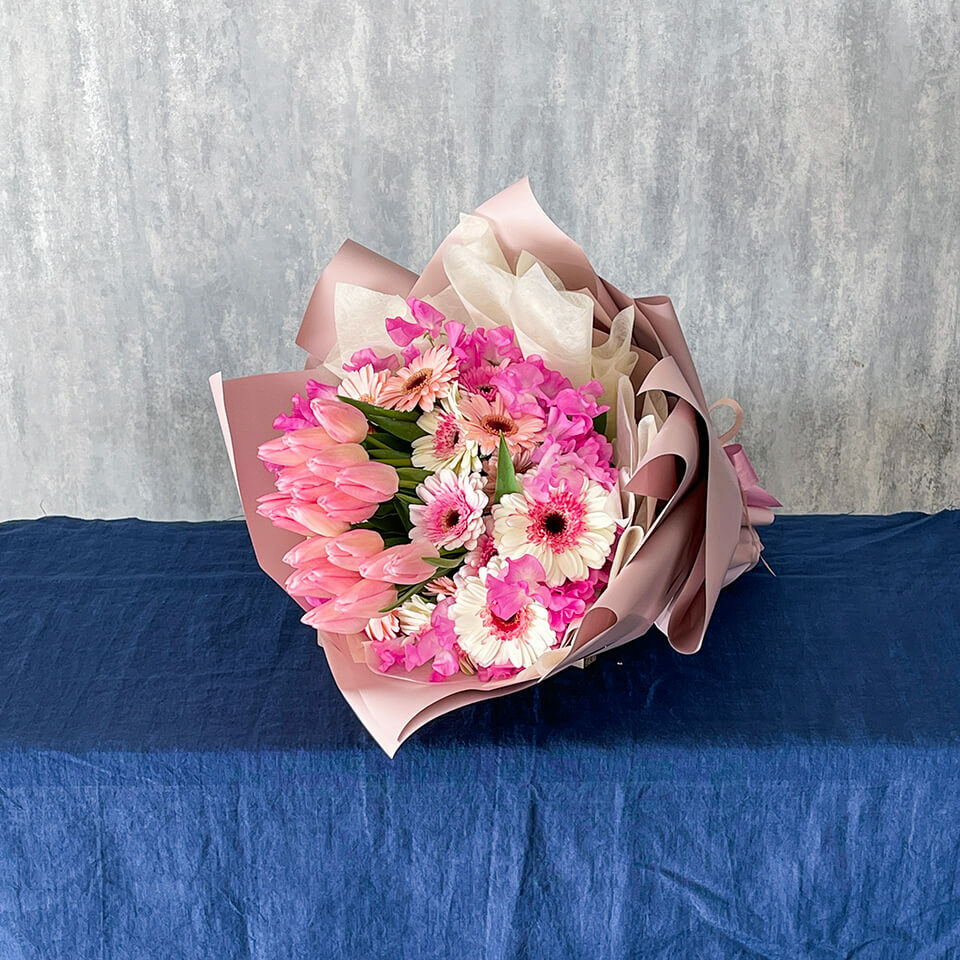 ピンク系チューリップ花束 | 広島花屋オンラインショップ花将