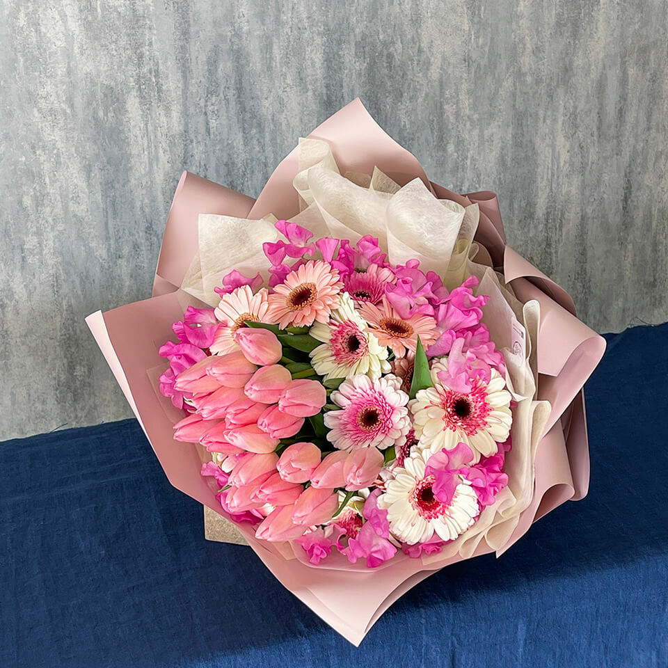 ピンク系チューリップ花束 | 広島花屋オンラインショップ花将