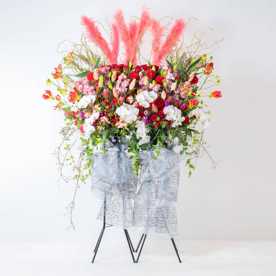 豪華赤系スタンド花 | 広島花屋オンラインショップ花将