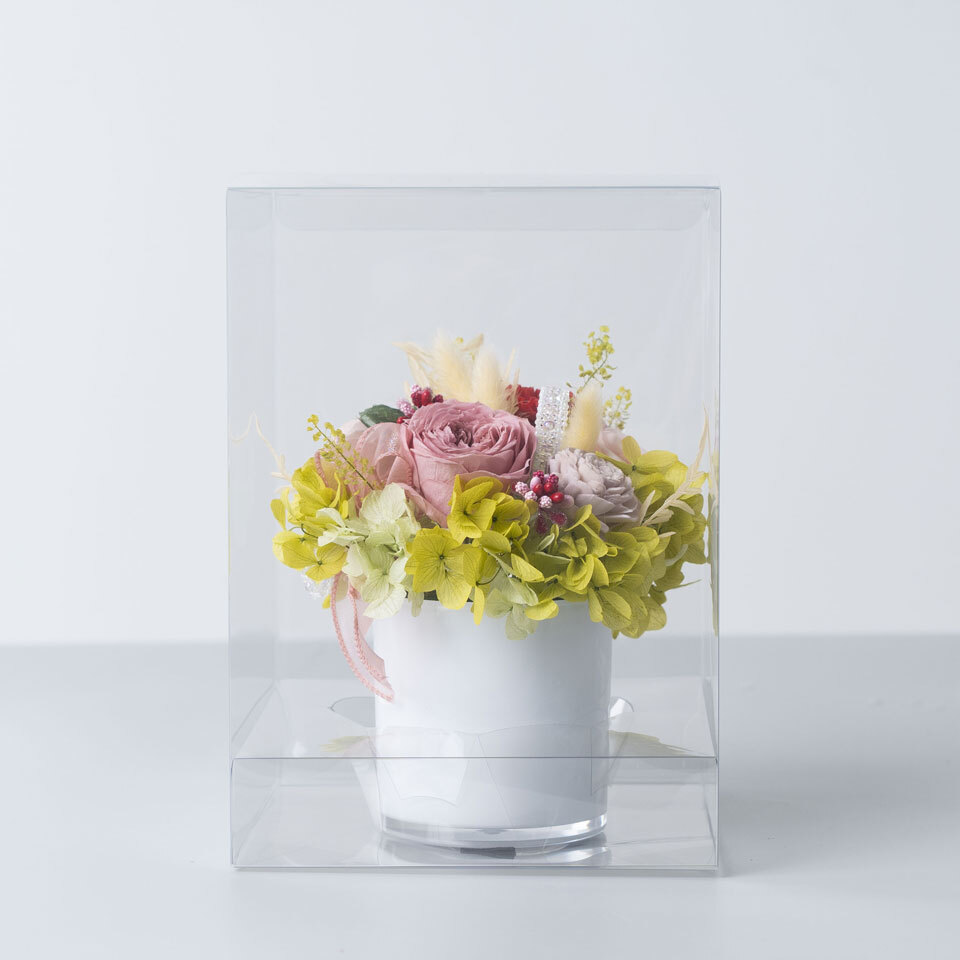 ピンク黄緑系プリザーブドフラワー｜広島花屋オンラインショップ花将