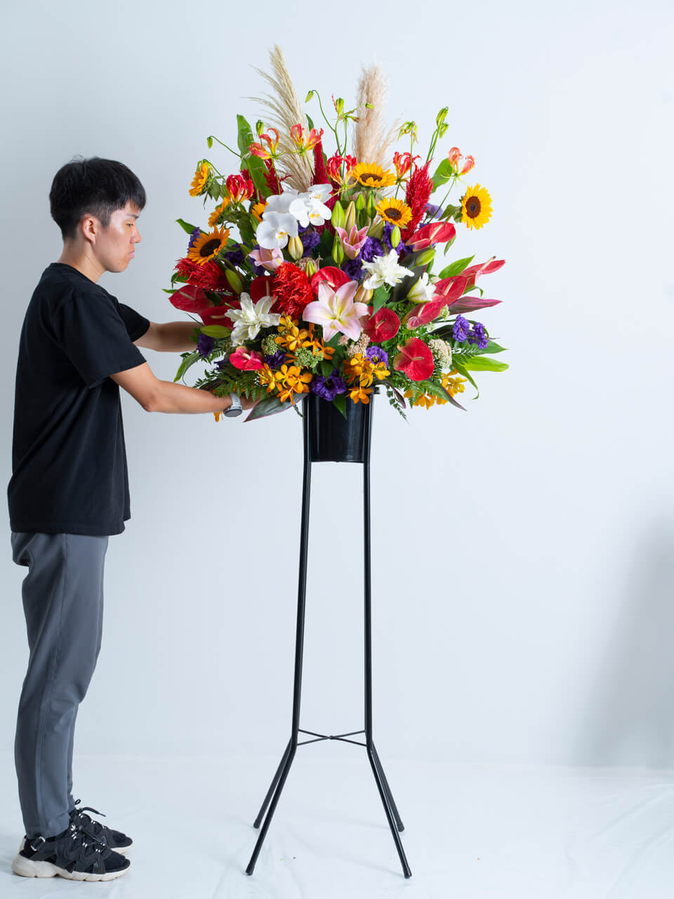 スタンド花 1段 カラフル色MIX | 広島花屋オンラインショップ花将