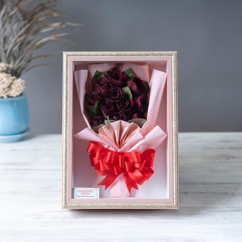 花束タイプ】赤バラ12本の立体保存加工｜フレーム額【決済専用商品