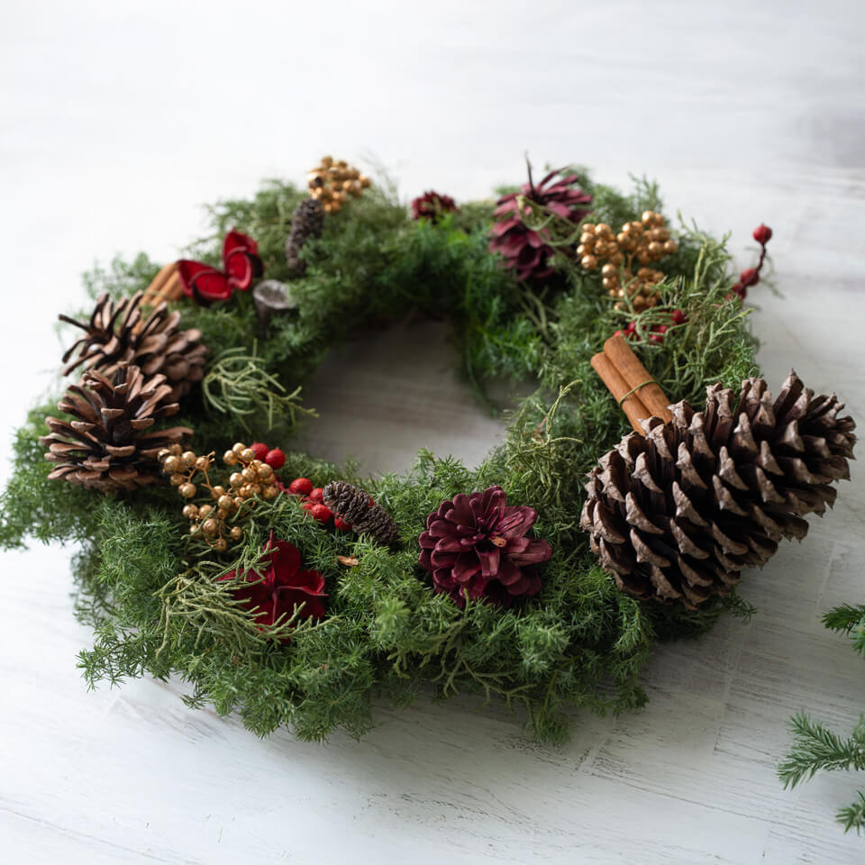 お家で作る「クリスマスリース 制作キット スタンダード」 | 広島花屋