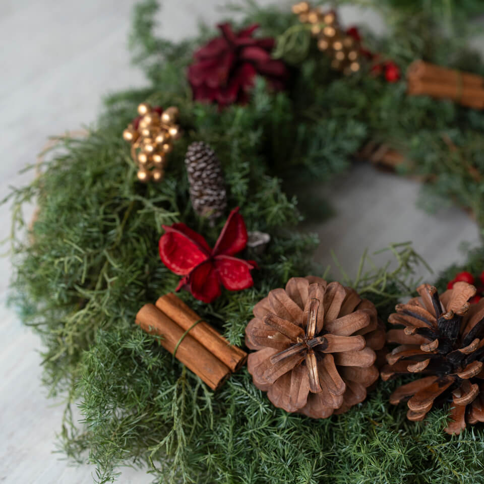 お家で作る「クリスマスリース 制作キット スタンダード」 | 広島花屋