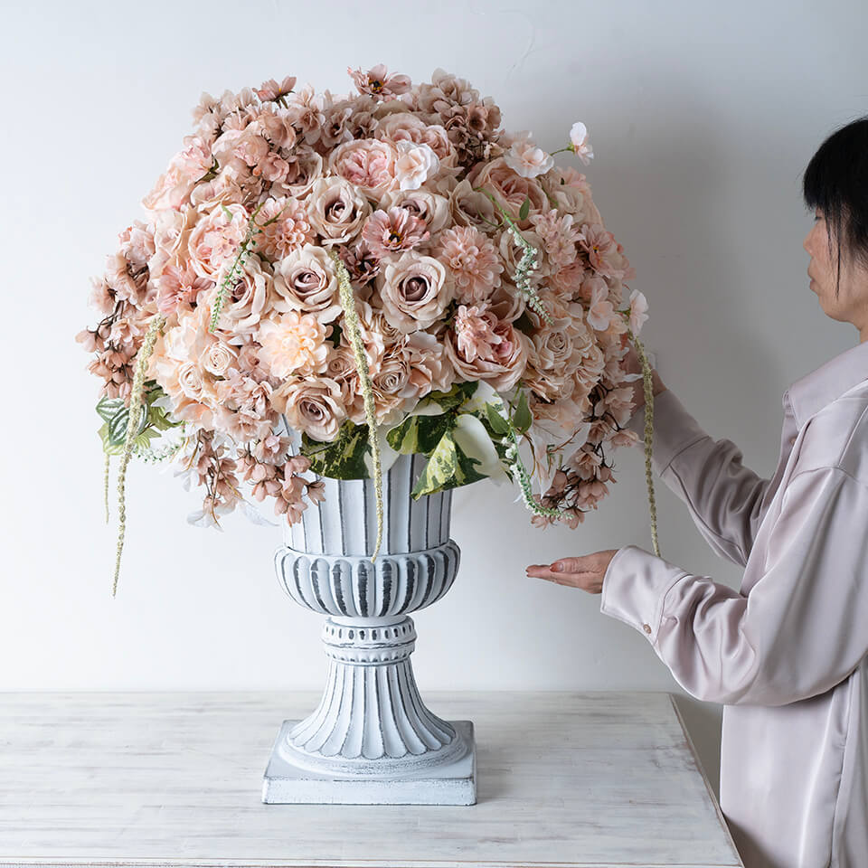 高級造花】アンティークトーンのグレージュピンク Lサイズ | 広島花屋
